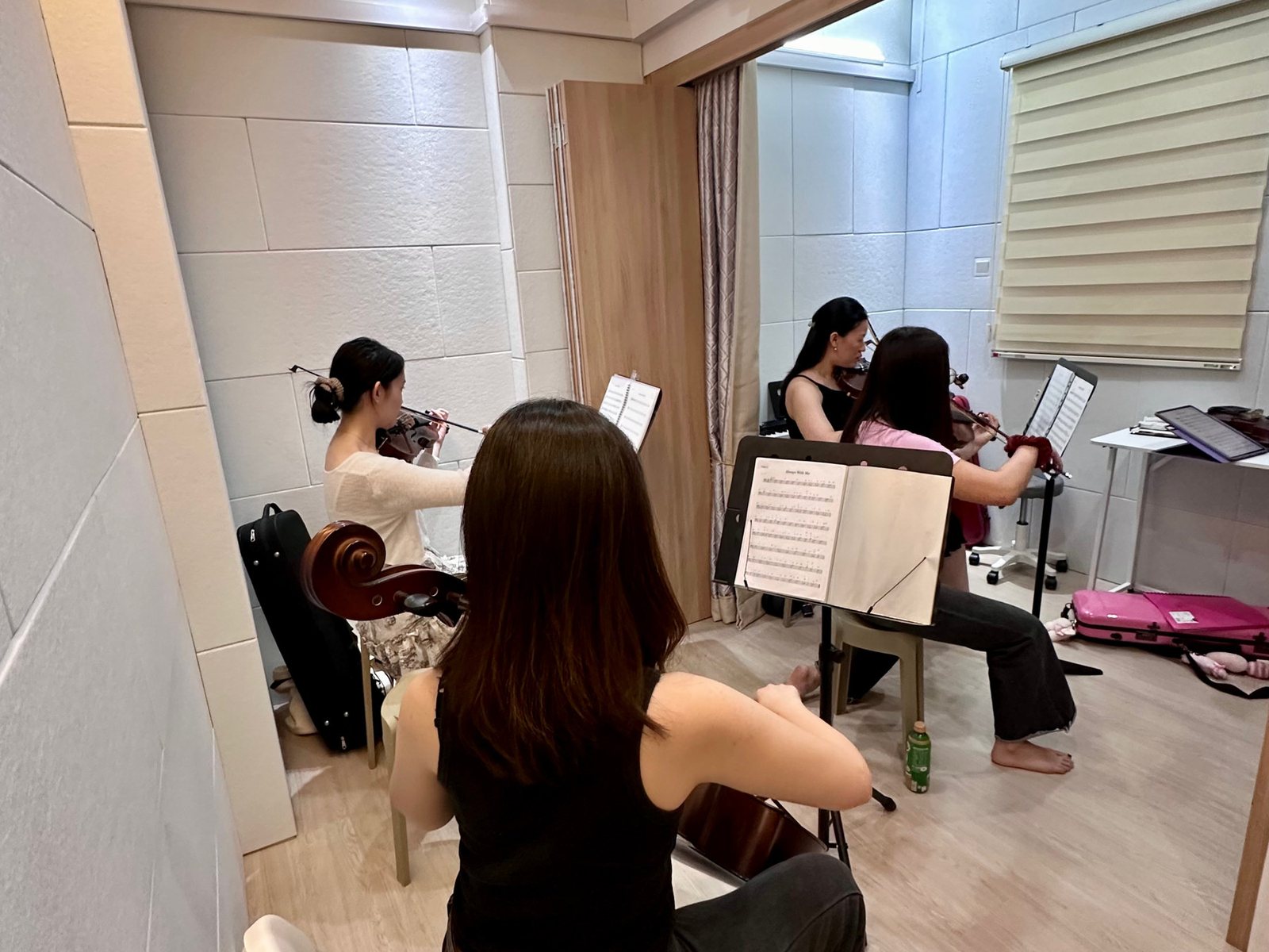 Students playing together in a group class