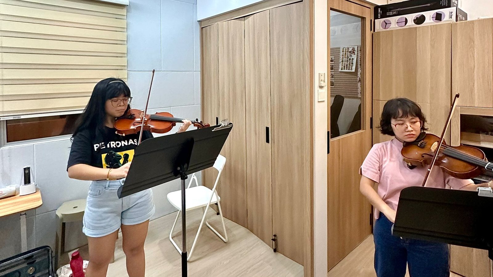 Adult students practising together at Bowed Strings